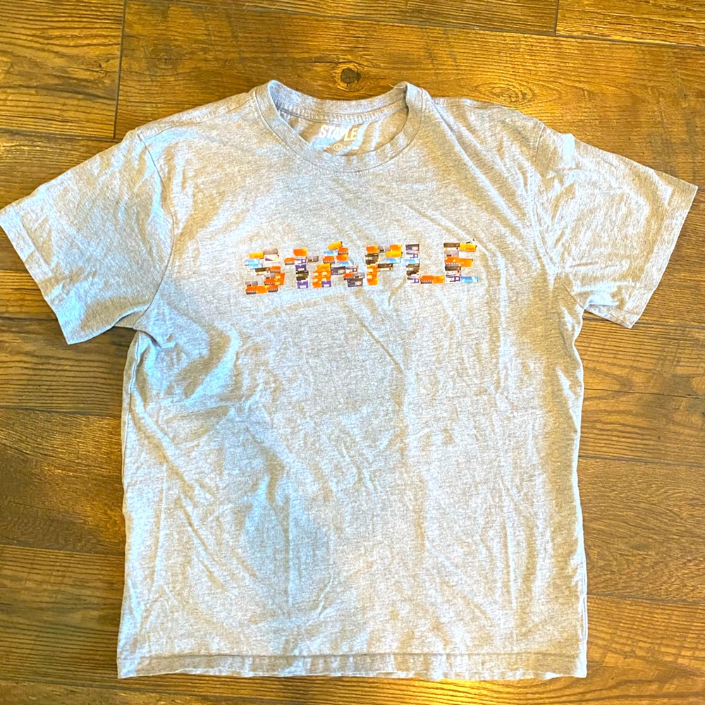 Staple Gray Shoebox Logo T-shirt, Mens Size L